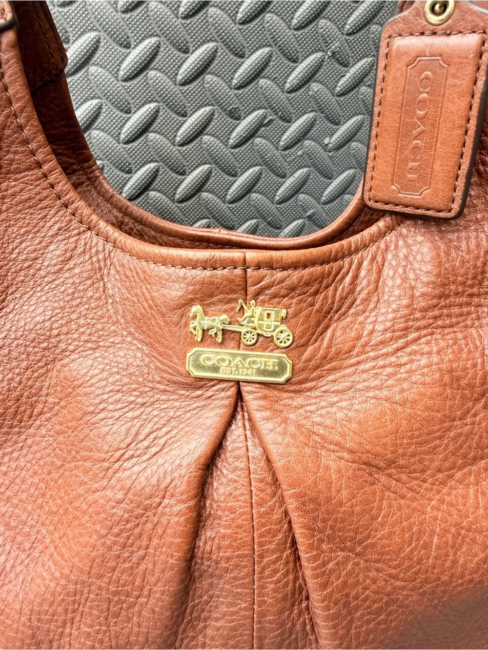 Coach Vintage Madison Maggie Hobo 21225 Cognac Pebbled Leather Shoulder Bag Rare